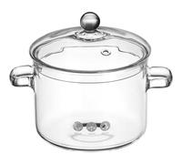 GAROZATION Olla de Vidrio para Sopa y Pasta de 1900 Ml Asas Dobles y Tapa, Fabricada en Borosilicato para Uso en Cocinas de Inducción y Gas, Adecuado para Preparar Recetas Caseras en