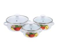 GAROZATION Ollas Esmaltadas y Tapa Grande que Sella Humedad y Sabor Juego de 3 para Cocina Superficie Lisa Varios estilos Adecuado para Cocinar Alimentos Complementarios Varios estilos