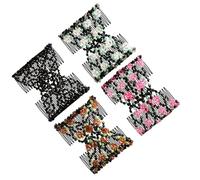 GAROZATION Peineta Doble Cuentas Cabello de Mujer y Niña, Accesorio Elástico Decorativo, 4 Unidades Estilo Aleatorio, Peine Lateral para Peinados y Recogidos