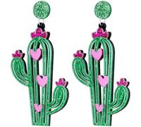 GAROZATION Pendientes Colgantes de Mujer Dije de Cactus Diseño Creativo de Flor Ligeros y Cómodos Joyería Bohemia para Festivales y Uso Diario 1 Par