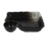 GAROZATION Plato de Cerámica Negro Fácil de Limpiar con Capacidad Moderada para Uso Versátil para Dumplings y Sushi para Postres y Sashimi