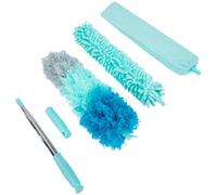 GAROZATION Plumero Telescópico Extensible 2,5 M Mango Grueso, 5 Piezas para Desempolvamiento Estático, Removedor de Polvo para Techos, Muebles y Rincones de Hogar, Color Azul Claro