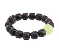 GAROZATION Pulsera de Cuentas de Ébano 1.2 Mm Negra Cuentas Fosforescentes para Mujer, Cadena Budista Artesanal, Joyería Ecológica de Madera para Uso Diario y Obsequio Espiritual