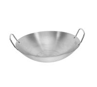 GAROZATION Sartén Wok de Acero Inoxidable sin Revestimiento Antiadherente, Mango y Fondo Apto para Cocinas de Inducción, Gas y Vitrocerámica, Tamaño 28 CM para Uso Doméstico