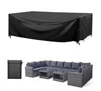 GARPROVM Cubiertas de Muebles de Patio al Aire Libre Impermeables para Patio, Cubiertas de Mesa rectangulares con 4 Hebillas a Prueba de Viento 600D 138" x 102" x 35'' Pulgadas