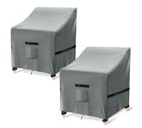 GARPROVM Fundas para sillas de jardín impermeables, tela Oxford 600D, fundas apilables para sillas de exterior, anti-UV, fundas para sillas apilables, 2 unidades, 90x97x79 cm, gris