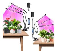 Garpsen Lámpara LED para plantas, 2 unidades, 3 cabezales, espectro completo para plantas de interior, 120 LED, luz para plantas, con 3 modos de cambio y encendido automático / apagado 6/12/16 h, 5