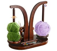 Garqitwan Rodillo de lana de madera, soporte magnético con accesorios de punto, almacenamiento de doble soporte de lana, enrollador giratorio para ganchillo, punto, accesorios de costura, regalos