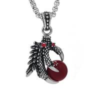 Garra de Dragón Cristal Colgante para Hombres Piedra Roja Garra de Dragón Collar Gótico Bola Roja Roca Masculino Animal Joyería para Hombre