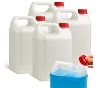 Garrafa bidón plástico 5 litros, Apto Para Uso Alimentario Y Químico, Homologado para transporte ADR de mercancías peligrosas, 13 cm ancho x 18 cm largo x 29 cm alto, 4 Unidades