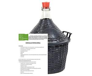 Garrafa de Vino con cesta de plástico + tapón de goma, Botella de cristal, 25 L