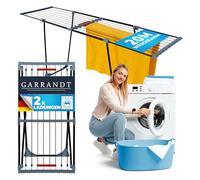 Garrandt Tendedero extensible de 20 m - Tendedero negro XXL con pinzas - Ahorro de espacio - Secador de pie para balcón, camping y hogar