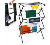 Garrandt Tendedero plegable, resistente, ahorra espacio, 6 niveles con 11 barras, torre plegable y extensible, pequeño, balcón en negro (blanco y negro)