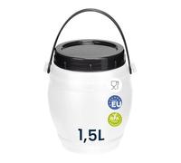 Garronda 1,5 litros Contenedor con Tapa, Barril de Agua de Boca Ancha, Barril de Plástico BPA-Libre, Ideal para Almacenamiento de Agua y Piensos, Caja de Transporte Resistente GD-0086, Blanco