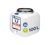 Garronda 100 litros Barril de Agua de Lluvia, Barril Cuadrado con Tapa y Grifo, Boca Ancha, Depósito de AguaSauerkraut, Barril para Carne, Barril de Vino, Leche GD-0089, Blanco
