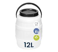Garronda 12 litros Contenedor con Tapa, Barril de Agua de Boca Ancha, Barril de Plástico BPA-Libre, Ideal para Almacenamiento de Agua y Piensos, Caja de Transporte Resistente GD-0086, Blanco