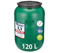 Garronda 120 litros Bidón de plástico, Barril alimentario en HDPE y sin BPA, depósito de agua, Barril universal de boca ancha, tonel de jardín, Contenedores de almacenamiento GD-0142, Verde