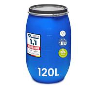 Garronda 120 litros sin Asas Barril alimentario, depósito de Agua, Barril de Boca Ancha en HDPE y sin BPA, tonel de jardín, contenedor de Alimentos para Animales, Universal GD-0078, Azul