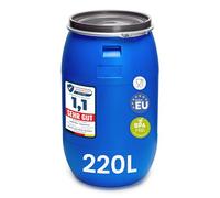 Garronda 220 litros Barril alimentario, depósito de Agua, Barril de Boca Ancha en HDPE y sin BPA, tonel de jardín, contenedor de Alimentos para Animales, Universal GD-0078, Azul