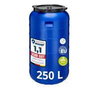 Garronda 250 litros Barril de Boca Ancha BPA-Libre, Barril Universal para Alimentos, Barril de Agua de Lluvia con Tapa, Barril para Jardines GD-0093, Azul