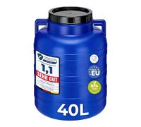 Garronda 40 litros Barril alimentario, depósito de Agua, Barril de Boca Ancha en HDPE y sin BPA, tonel de jardín, contenedor de Alimentos para Animales, Universal GD-0078, Azul