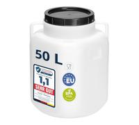 Garronda 50 litros Barril Cuadrado BPA-Libre y Barril para Piensos Boca Ancha Depósito de Agua con Tapa para Sauerkraut y Salmuera para Carne tonel para Agua de Lluvia GD-0088, Blanco