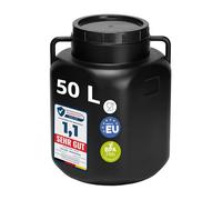 Garronda 50 litros Barril Cuadrado BPA-Libre y Barril para Piensos Boca Ancha Depósito de Agua con Tapa para Sauerkraut y Salmuera para Carne tonel para Agua de Lluvia GD-0088, Negro