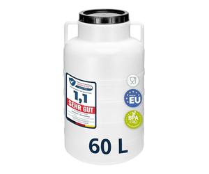 Garronda 60 litros Barril alimentario, depósito de Agua, Barril de Boca Ancha en HDPE y sin BPA, tonel de jardín, contenedor de Alimentos para Animales, Universal GD-0078 (Twist-Off, Blanco)