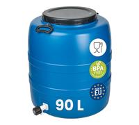 Garronda 90 L con Grifo Bidon Agua Barril de Plástico HDPE con Grifo como Contenedor y Deposito Agua y Alimentos para Almacenamiento, Fermentación y Recogida de Lluvia GD-0186 Azul