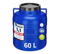 Garronda Barril BPA Libre 60 L para Piensos Boca Ancha GD-0087 Azul | Depósito de agua con tapa para piensos, chucrut, salmuera y carne; contenedor de boca ancha para recogida de lluvia
