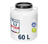 Garronda Barril BPA Libre 60 L para Piensos Boca Ancha GD-0087 Blanco | Depósito de agua con tapa para piensos, chucrut, salmuera y carne; contenedor de boca ancha para recogida de lluvia