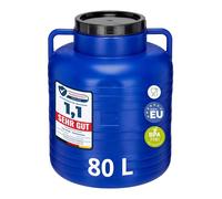 Garronda Barril BPA Libre 80 L para Piensos Boca Ancha GD-0087 Azul | Depósito de agua con tapa para piensos, chucrut, salmuera y carne; contenedor de boca ancha para recogida de lluvia