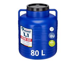 Garronda Barril BPA Libre 80 L para Piensos Boca Ancha GD-0087 Azul | Depósito de agua con tapa para piensos, chucrut, salmuera y carne; contenedor de boca ancha para recogida de lluvia