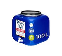 Garronda Barril de Agua de Lluvia 100 L Cuadrado con Grifo GD-0089 Azul | Depósito de boca ancha para agua y alimentos; barril con tapa para chucrut, carne, vino y leche, apto para almacenamiento