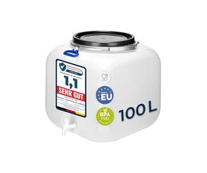 Garronda Barril de Agua de Lluvia 100 L Cuadrado con Grifo GD-0089 Blanco