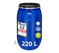 Garronda Barril de Agua de Lluvia 220 L HDPE con Tapa GD-0091 Azul | Barril de boca ancha resistente para jardín; depósito de agua con tapa, ideal para almacenamiento y recogida de lluvia