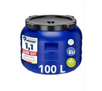 Garronda Barril de Boca Ancha 100 Litros - BPA-Libre, Universal para Alimentos, Agua de Lluvia - Con Tapa para Jardines GD-0093, Azul