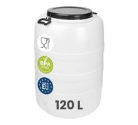 Garronda Bidón de Agua 120 L Barril HDPE para Alimentos GD-0187 Blanco