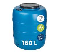 Garronda Bidón de Agua 160 L Barril HDPE para Alimentos GD-0186 Azul | Contenedor y depósito para agua y alimentos, ideal para almacenamiento, fermentación y recogida de lluvia; plástico HDPE