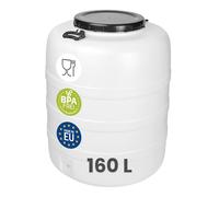 Garronda Bidón de Agua 160 L Barril HDPE para Alimentos GD-0187 Blanco