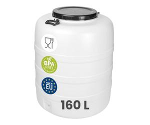 Garronda Bidón de Agua 160 L Barril HDPE para Alimentos GD-0187 Blanco | Barril y depósito HDPE para agua y alimentos; ideal para almacenamiento, fermentación y recogida de lluvia