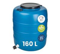 Garronda Bidón de Agua 160 L con Grifo Barril HDPE GD-0186 Azul | Con grifo para servir agua; depósito HDPE para agua y alimentos, almacenamiento, fermentación y recogida de lluvia