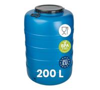 Garronda Bidón de Agua 200 L Barril HDPE para Alimentos GD-0186 Azul | Contenedor y depósito para agua y alimentos, ideal para almacenamiento, fermentación y recogida de lluvia; plástico HDPE