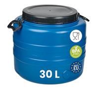 Garronda Bidón de Agua 30 L Barril HDPE para Alimentos GD-0186 Azul | Contenedor y depósito para agua y alimentos, ideal para almacenamiento, fermentación y recogida de lluvia; plástico HDPE