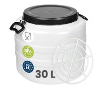 Garronda Bidón de Agua 30 L con Prensa Barril HDPE GD-0187 Blanco