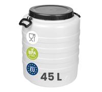 Garronda Bidón de Agua 45 L Barril HDPE para Alimentos GD-0187 Blanco