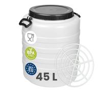 Garronda Bidón de Agua 45 L con Prensa Barril HDPE GD-0187 Blanco