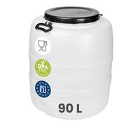Garronda Bidón de Agua 90 L Barril HDPE para Alimentos GD-0187 Blanco | Barril y depósito HDPE para agua y alimentos; ideal para almacenamiento, fermentación y recogida de lluvia