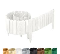 Garronda Borde de césped de madera, borde de parterre impregnado, 200 cm x 20 cm, bordura flexible enrollable, valla para jardín GD-0108 (Blanco, Altura: 20 cm)