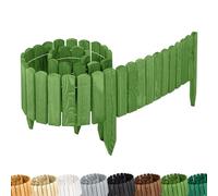 Garronda Bordura Césped 200 x 20 cm Verde Oscuro (impregnado) GD-0108 | Valla decorativa Cerca baja Jardín Madera Separador Exterior Rollborder flexible en Rollo